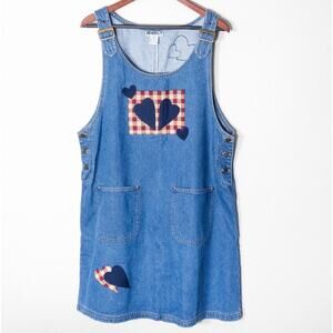 Haiks Denim Patchwork Dress Size XL Western Vintage Americana Hearts